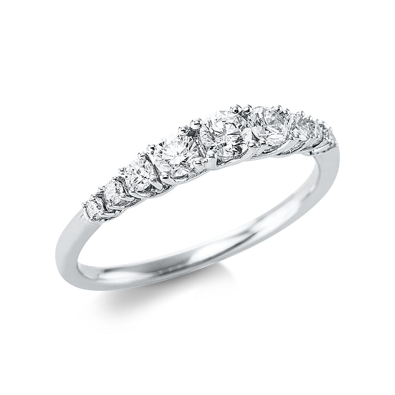 Ring 18 kt WG, 1 Brill. 0,15 ct, TW-si, 8 Brill. 0,35 ct, TW-si