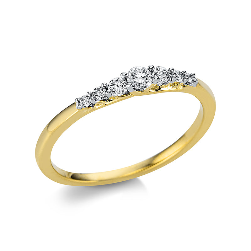 Ring 18 kt GG, 6 Dia. 0,17 ct, TW-si, 1 Brill. 0,08 ct, TW-si