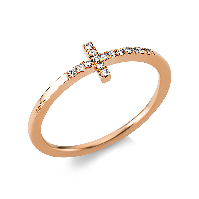 Ring 18 kt RG. 15 Brillanten 0.08 ct. TW-si. B:1.3 mm. Weite:53
