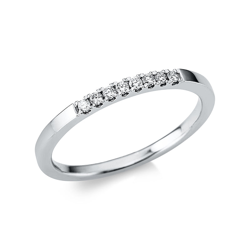 Ring 18 kt WG. 8 Brillanten 0.10 ct. TW-si. S:1.0 mm. Weite:54