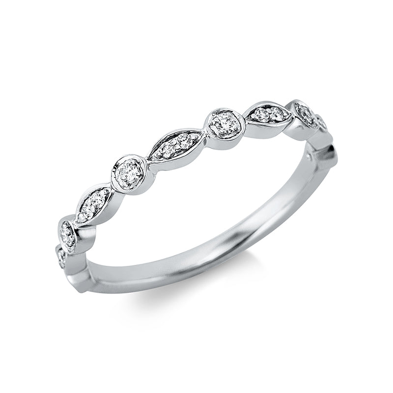 Ring 18 kt WG. 16 Brillanten 0.12 ct. TW-si. Weite:54
