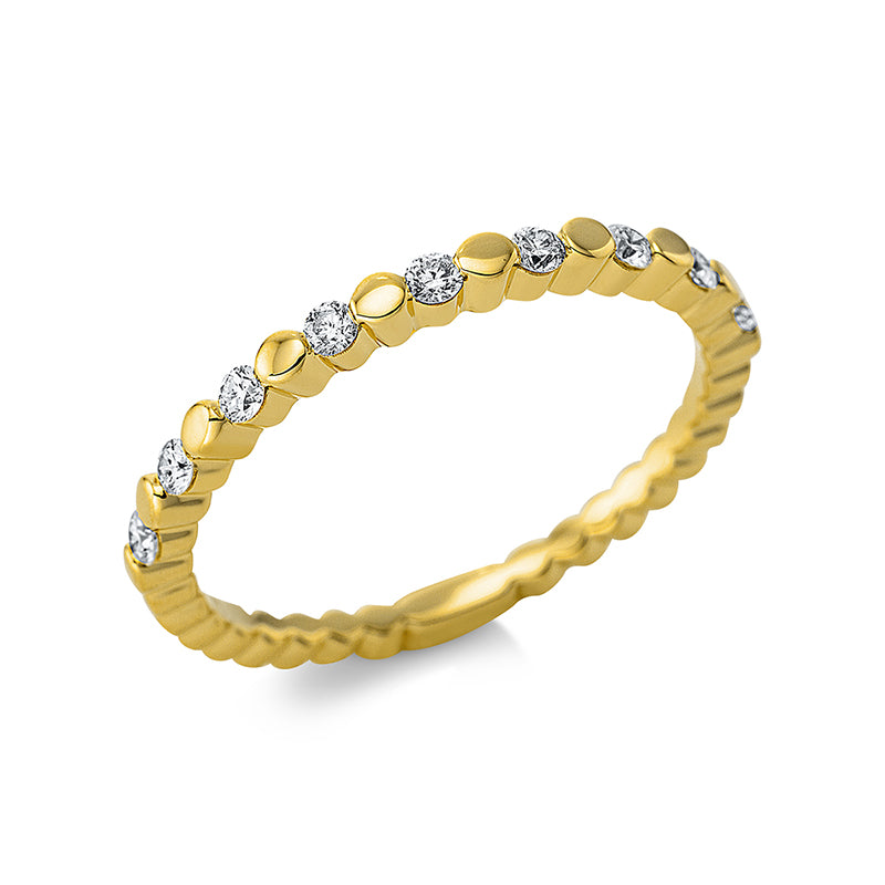 Ring 18 kt GG. 9 Brillanten 0.19 ct. TW-si. Weite:54
