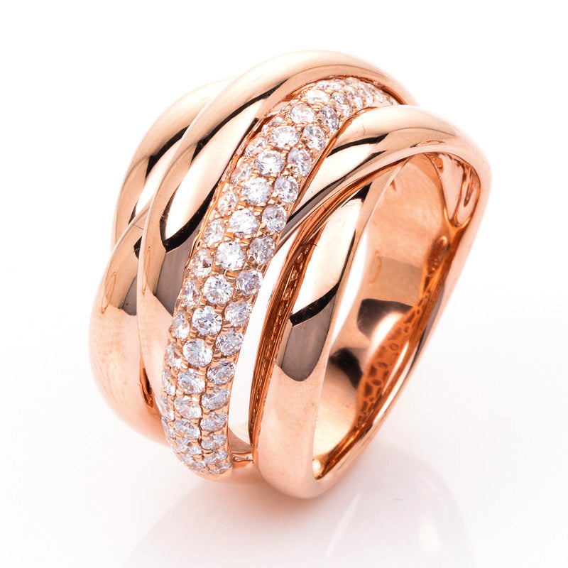 Ring 14 kt RG, 53 Brill. 0,70 ct, TW-si