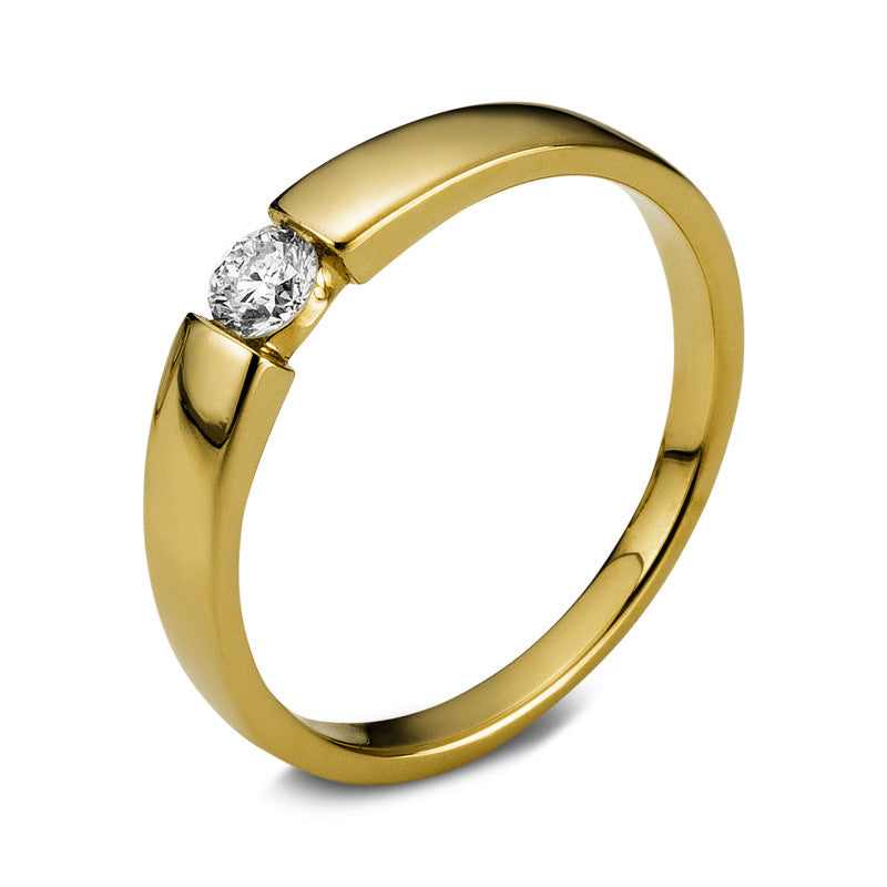 Ring 18 kt GG, poliert, 1 Brill. 0,15 ct, TW-si