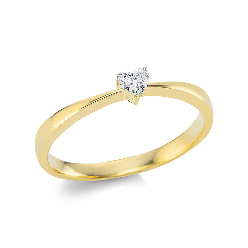 Ring 18 kt GG, 1 Herzschl. 0,10 ct, TW-si