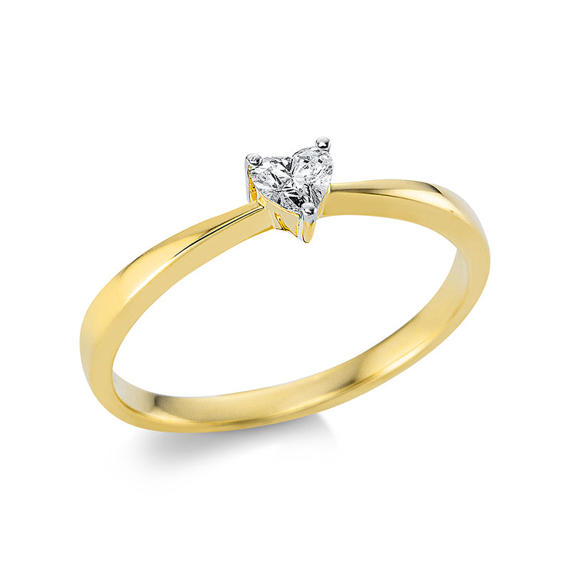 Ring 18 kt GG. 1 Herzschl. 0.16 ct. TW-si. Weite:53