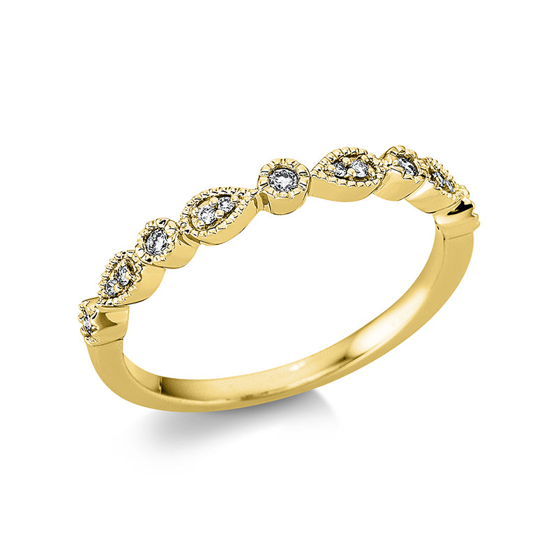Ring 18 kt GG, 5 Brill. 0,07 ct, TW-si, 8 Brill. 0,03 ct, TW-si