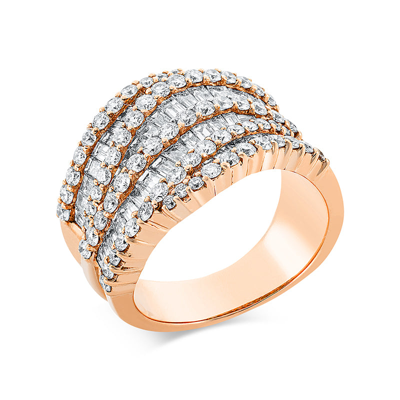 Ring 18 kt RG. 54 Trapeze 1.17 ct. TW-vsi. 69 Brillanten 1.18 ct. TW-vsi. B:14.4 mm. Weite:54