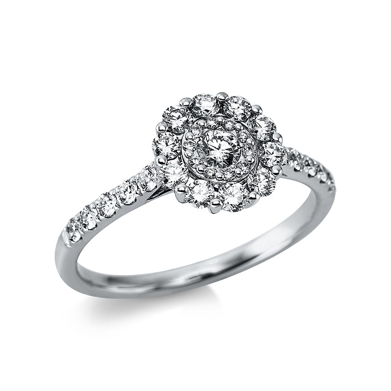 Ring 18 kt WG, 10 Brill. 0,04 ct, TW-si, 10 Brill. 0,30 ct, TW-si, 10 Brill. 0,18 ct, TW-si, 1 Brill. 0,09 ct, TW-si