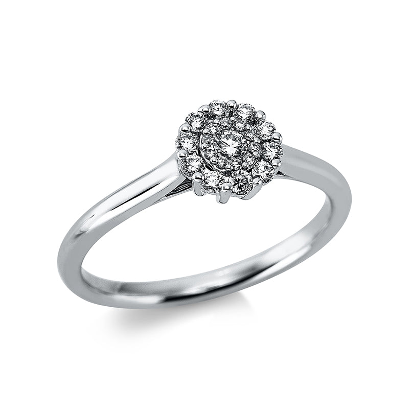 Ring 18 kt WG, 10 Brill. 0,02 ct, TW-si, 1 Brill. 0,04 ct, TW-si, 10 Brill. 0,13 ct, TW-si