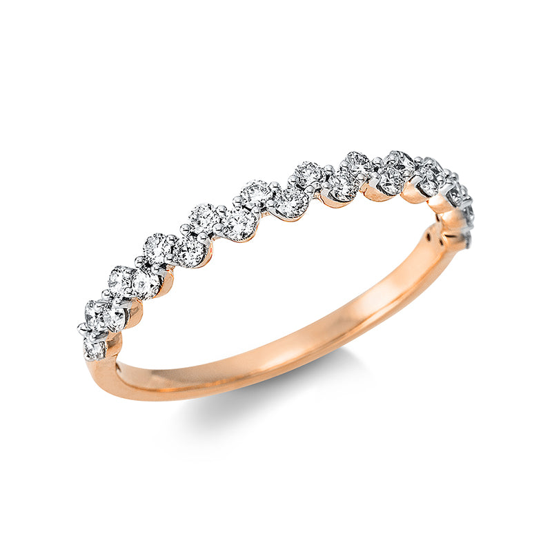 Ring 18 kt RG. 22 Brillanten 0.30 ct. TW-si. 2 Brillanten 0.03 ct. TW-si. B:2.5 mm. Weite:54