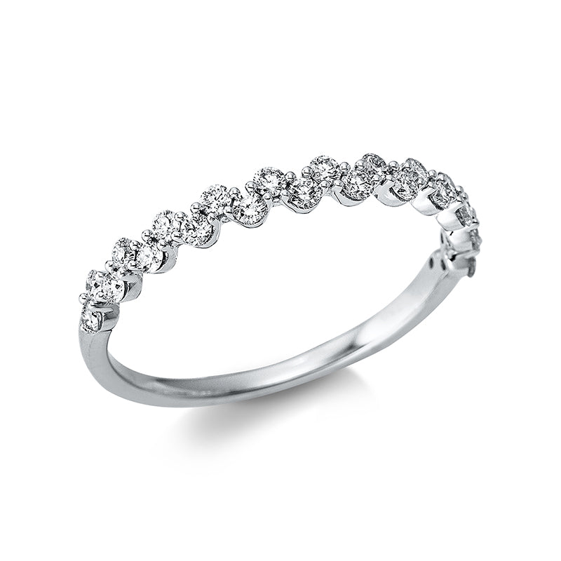 Ring 18 kt WG. 22 Brillanten 0.30 ct. TW-si. 2 Brillanten 0.02 ct. TW-si. B:2.5 mm. Weite:54