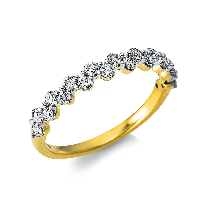 Ring 18 kt GG. 20 Brillanten 0.50 ct. TW-si. B:3.2 mm. Weite:54