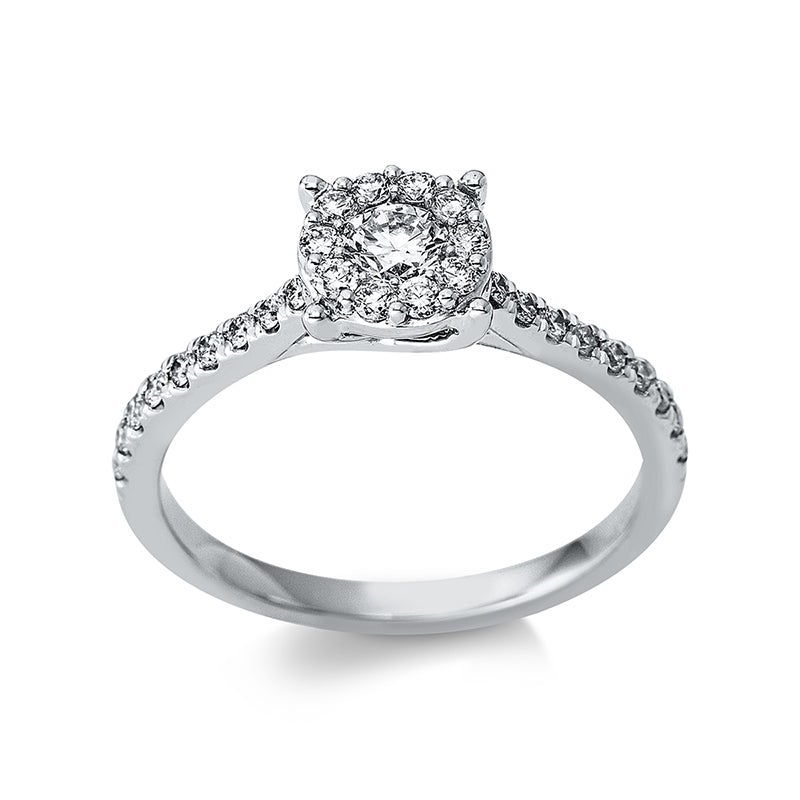 Ring 18 kt WG, 28 Brill. 0,35 ct, TW-si, 1 Brill. 0,25 ct, TW-si