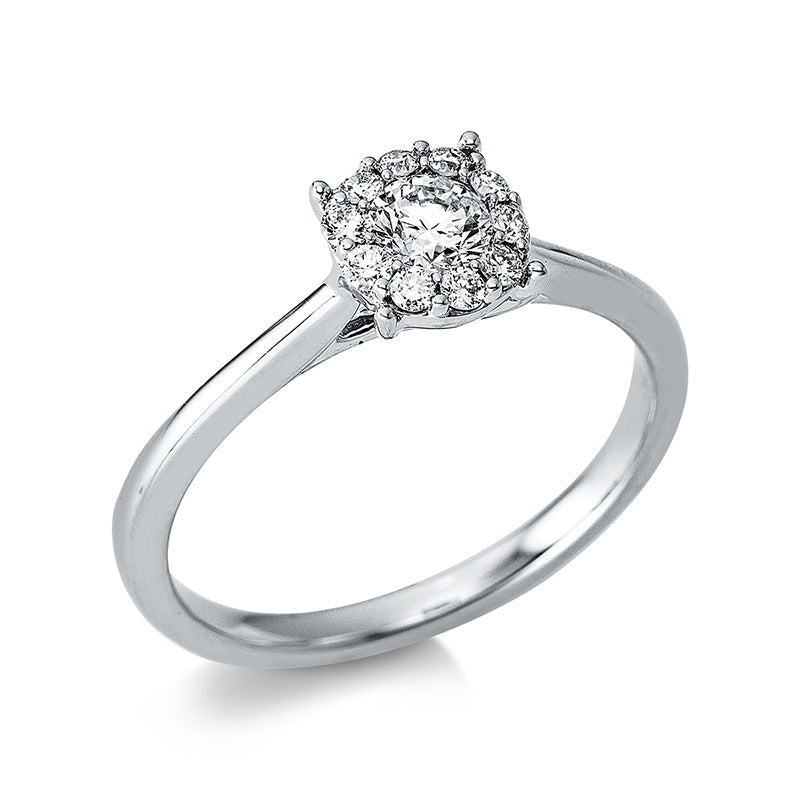 Ring 18 kt WG, 10 Brill. 0,15 ct, TW-si, 1 Brill. 0,25 ct, TW-si