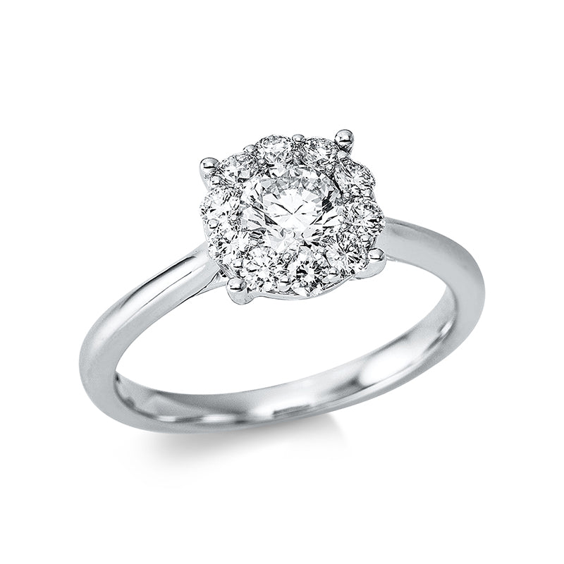 Ring 18 kt WG, 10 Brill. 0,40 ct, TW-si, 1 Brill. 0,50 ct, TW-si
