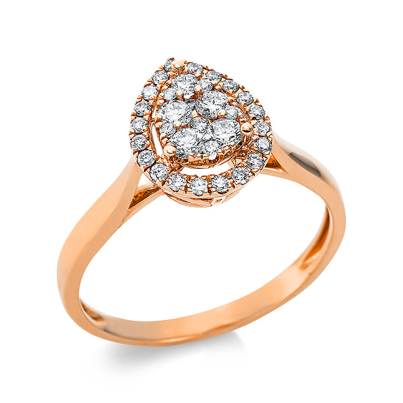 Ring 18 kt RG, 27 Brill. 0,17 ct, TW-si, 5 Brill. 0,21 ct, TW-si