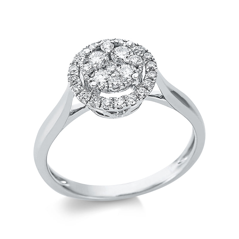 Ring 18 kt WG, 25 Brill. 0,21 ct, TW-si, 4 Brill. 0,23 ct, TW-si