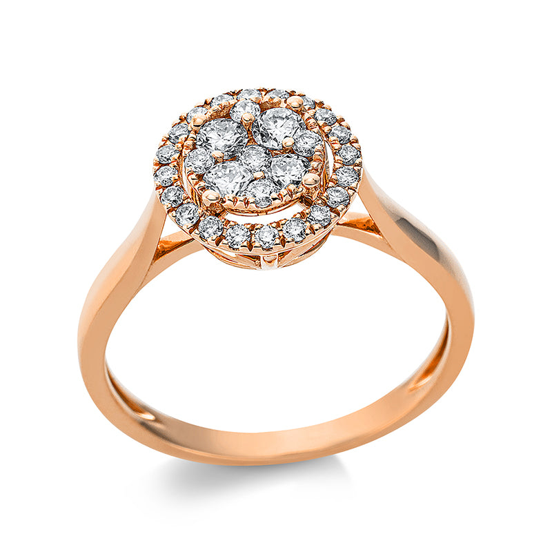 Ring 18 kt RG, 25 Brill. 0,20 ct, TW-si, 5 Brill. 0,23 ct, TW-si
