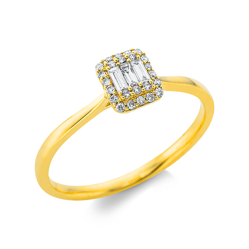 Ring 18 kt GG, 3 Bag. 0,06 ct, TW-si, 24 Brill. 0,07 ct, TW-si