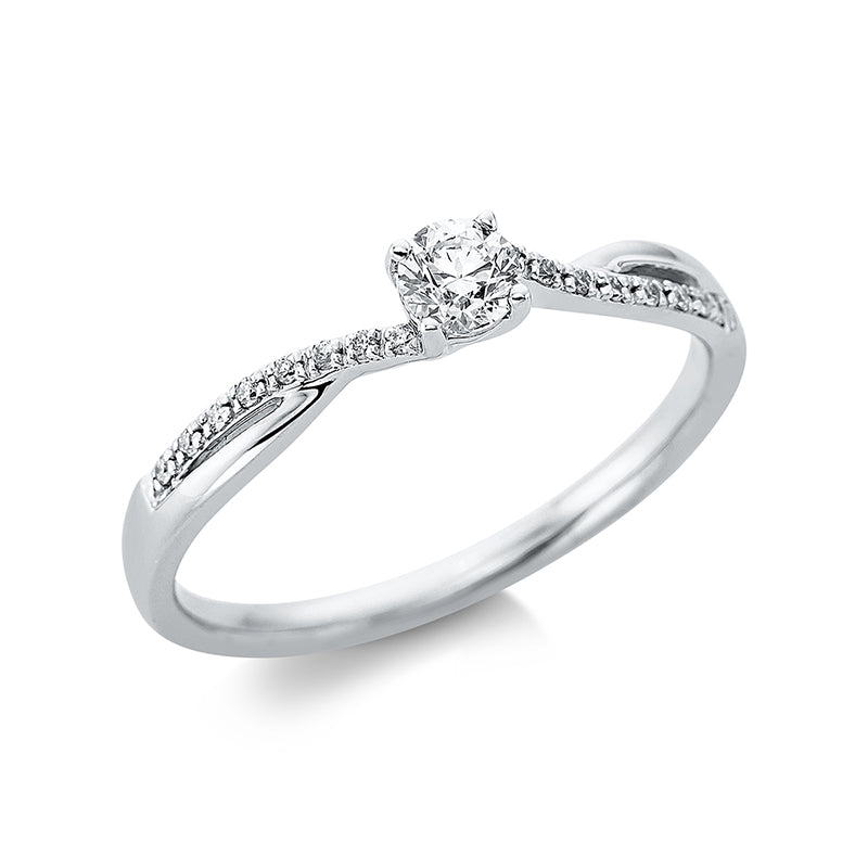 Ring 18 kt WG, 1 Brill. 0,17 ct, TW-si, 16 Brill. 0,04 ct, TW-si