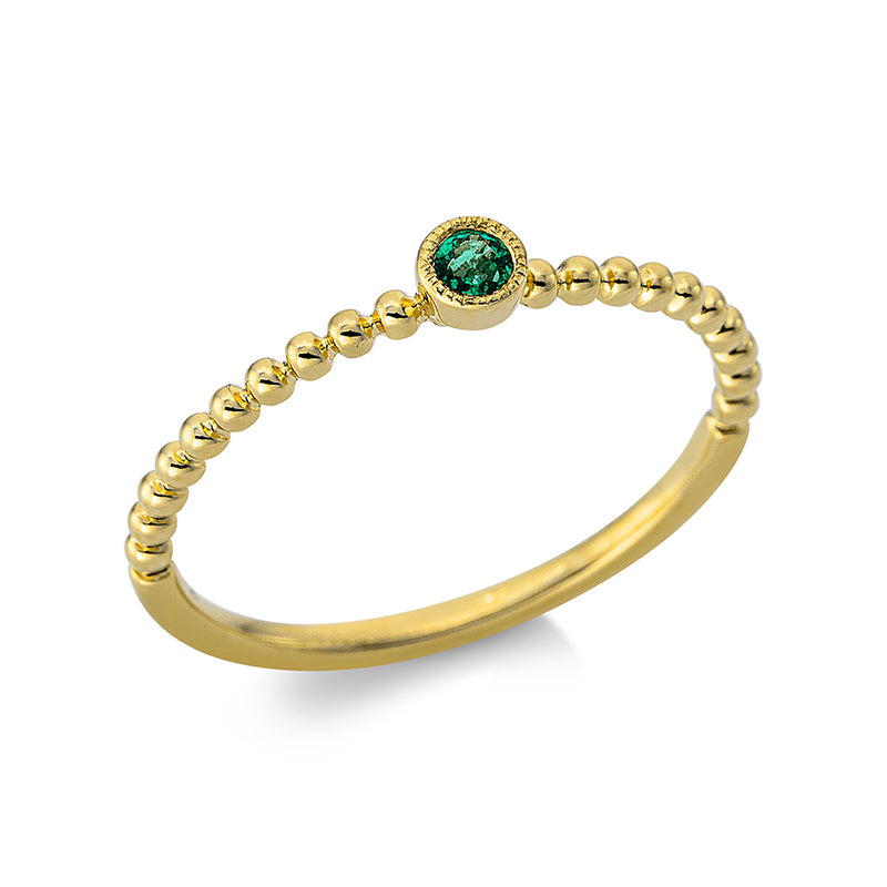 Ring 18 kt GG, 1 Smaragd 0,06 ct grün