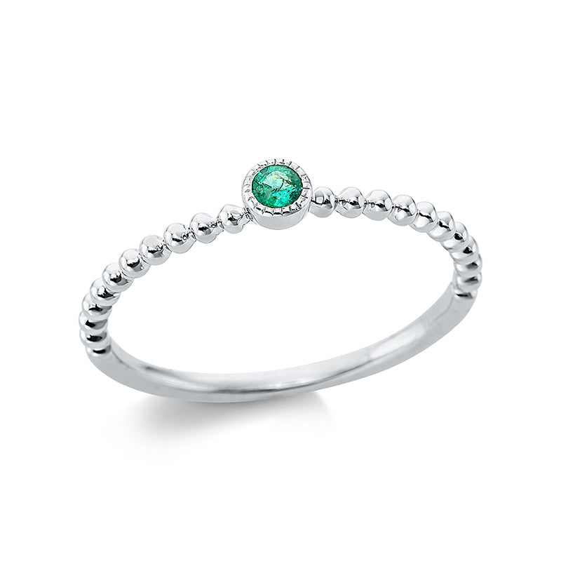 Ring 18 kt WG, 1 Smaragd 0,05 ct grau