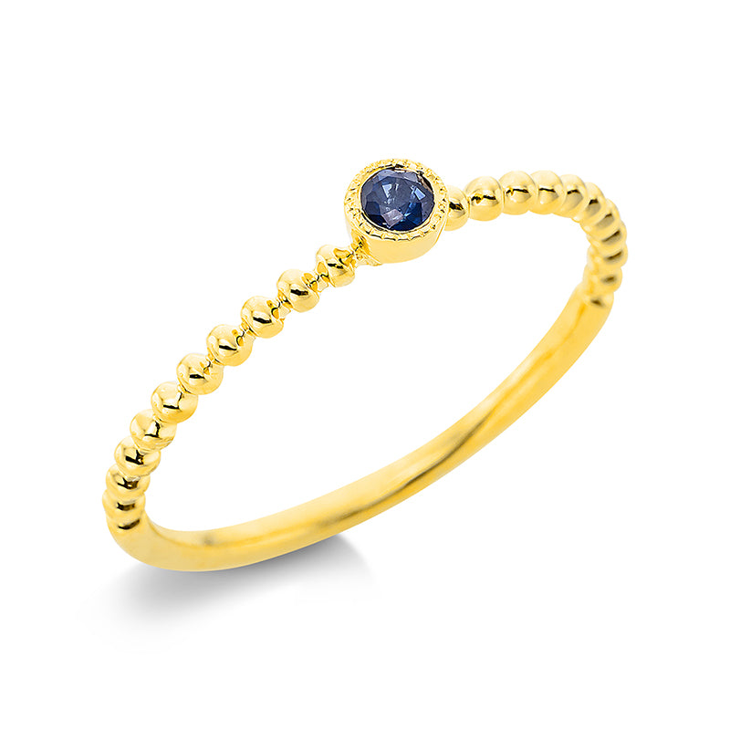 Ring 18 kt GG, 1 Saphir 0,09 ct blau
