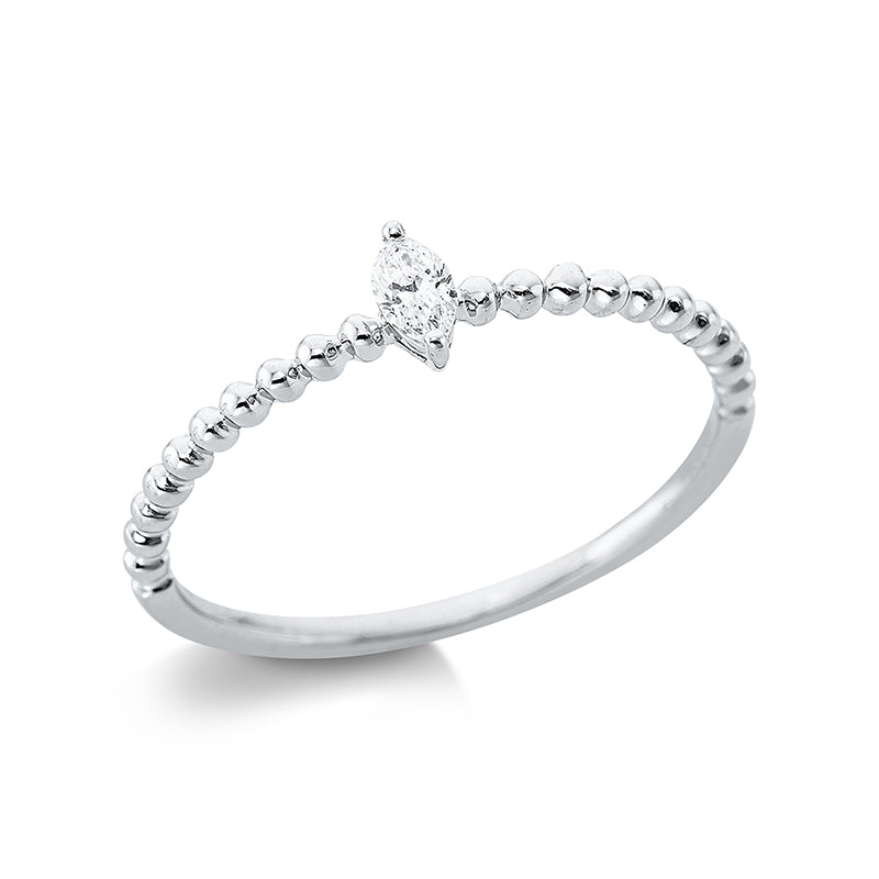 Ring 2er-Krappe 18 kt WG. 1 Navette 0.09 ct. TW-vsi. H:2.2 mm. B:4.7 mm. Weite:54