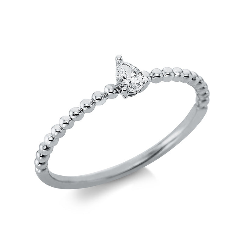 Ring 3er-Krappe 18 kt WG. 1 Tropfen 0.10 ct. TW-vsi. H:2.9 mm. B:4.0 mm. Weite:54
