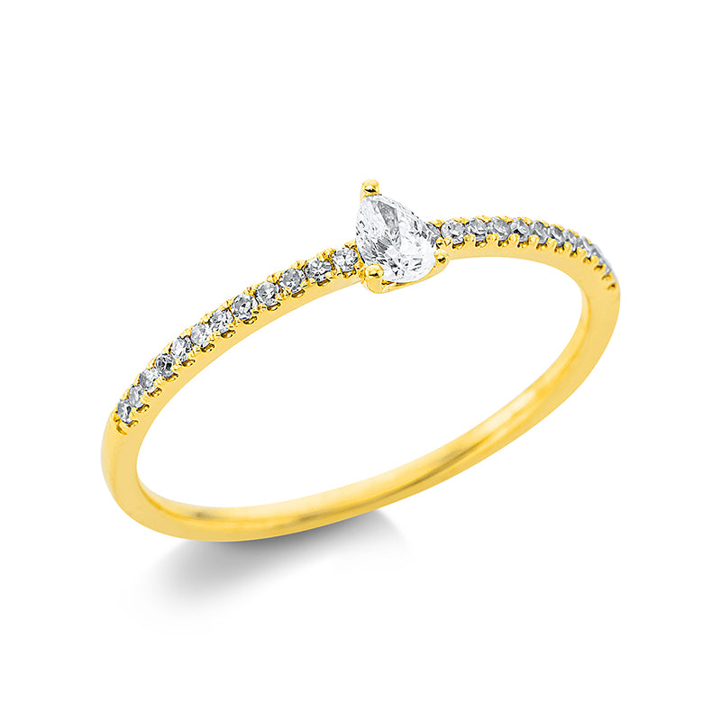 Ring 18 kt GG, 24 Dia. 0,08 ct, W-si, 1 Tropfen 0,11 ct, TW-vsi