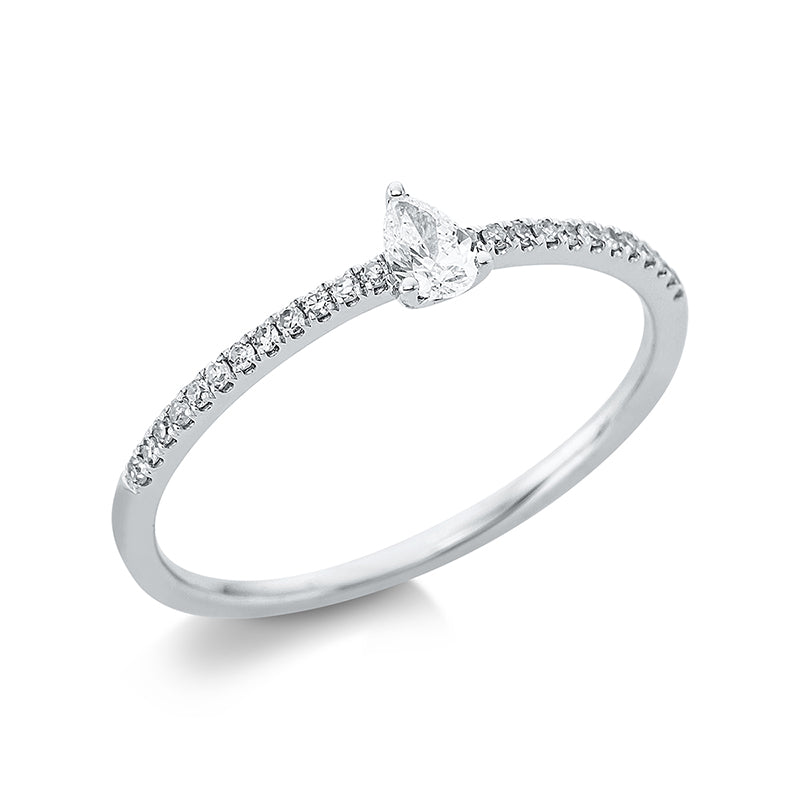 Ring 3er-Krappe 18 kt WG. 1 Tropfen 0.09 ct. TW-vsi. 24 Diamanten 0.06 ct. W-si. Weite:53