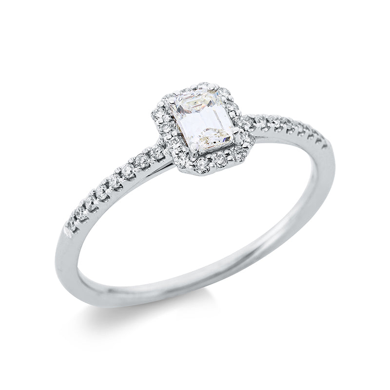 Ring 18 kt WG, 1 Sm.schliff 0,23 ct, TW-si, 30 Brill. 0,14 ct, TW-si