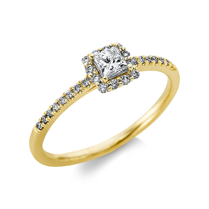 Ring 18 kt GG, 1 Princ. 0,21 ct, TW-si, 28 Brill. 0,14 ct, TW-si