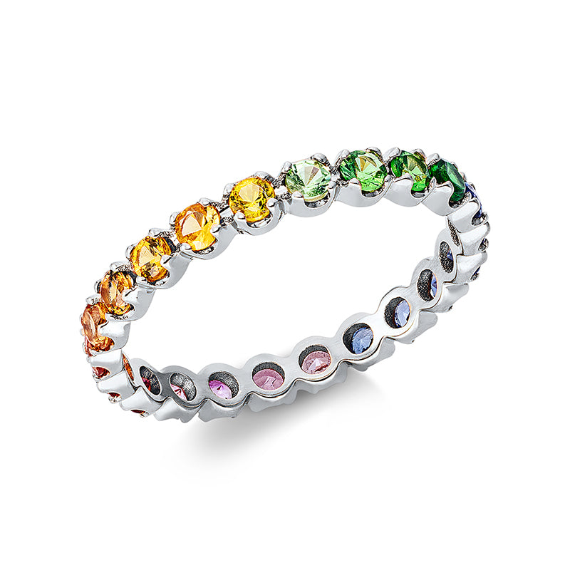 Ring 18 kt WG, 22 Saphire 1,19 ct fancy