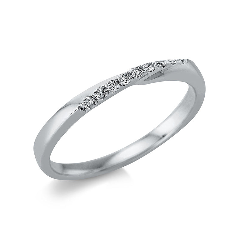 Ring 18 kt WG. 9 Brillanten 0.09 ct. TW-si. B:2.0 mm. Weite:54