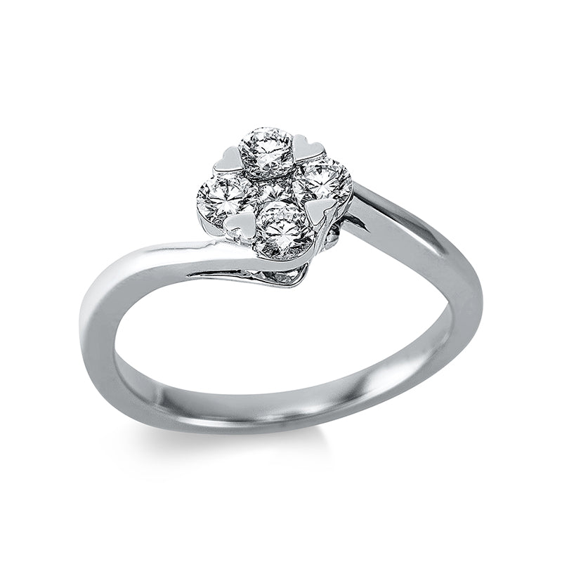 Ring 18 kt WG, 1 Princ. 0,06 ct, TW-vsi, 4 Brill. 0,36 ct, TW-si