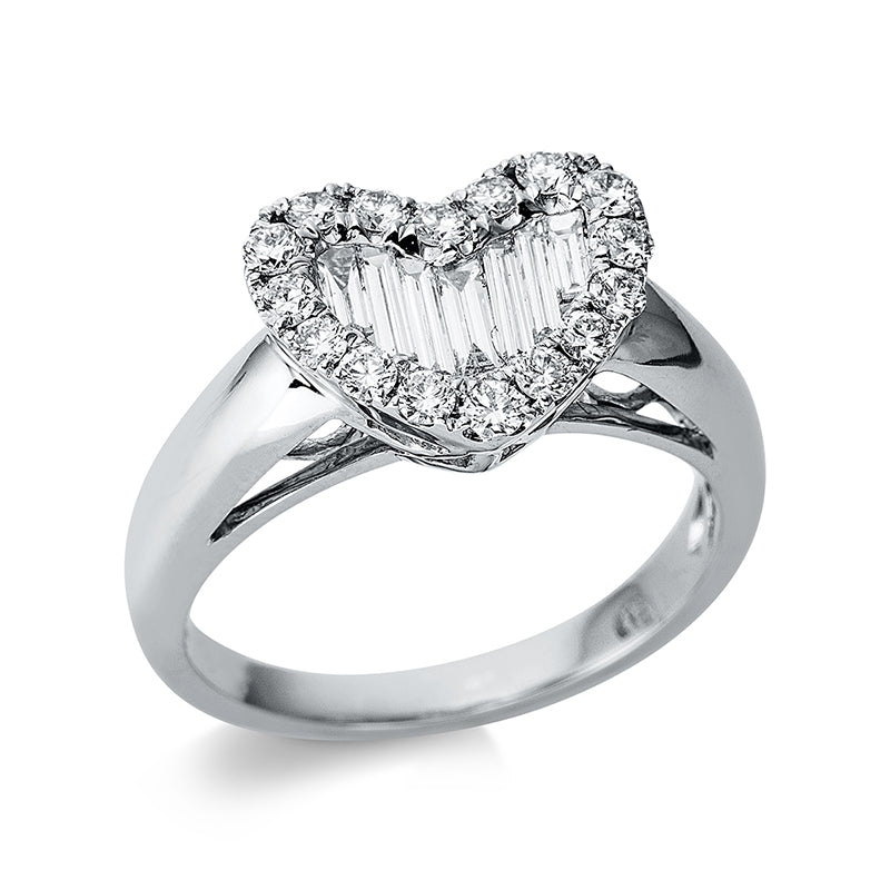 Ring 18 kt WG, 7 Bag. 0,39 ct, TW-si, 16 Brill. 0,39 ct, TW-si