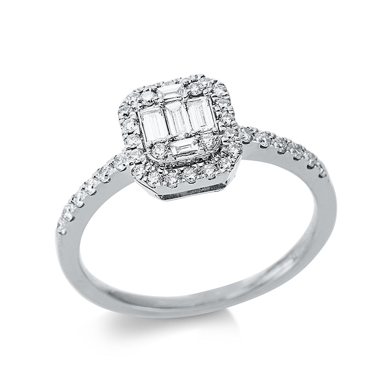 Ring 18 kt WG, 5 Bag. 0,17 ct, TW-si, 36 Brill. 0,29 ct, TW-si