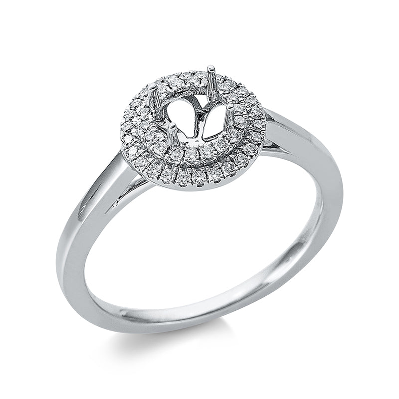 Ring 18 kt WG, 44 Brill. 0,18 ct, TW-si, Leerfassung für 1x Brill. 5 mm