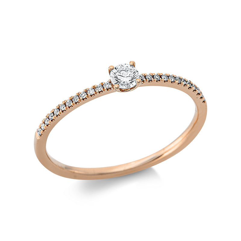 Ring 18 kt RG, 1 Brill. 0,12 ct, TW-si, 24 Brill. 0,05 ct, TW-si