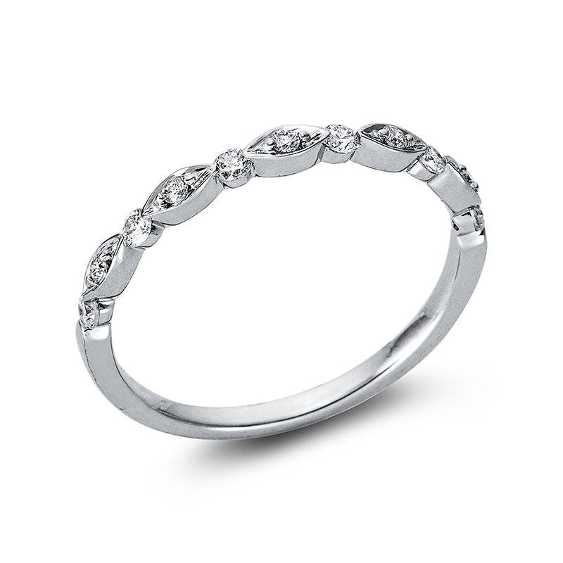 Ring 18 kt WG. 11 Brillanten 0.20 ct. W-si. Weite:53