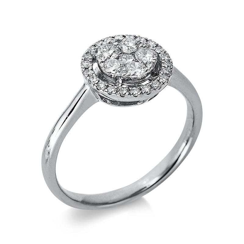 Ring 18 kt WG, 6 Brill. 0,32 ct, TW-si, 27 Brill. 0,16 ct, TW-si