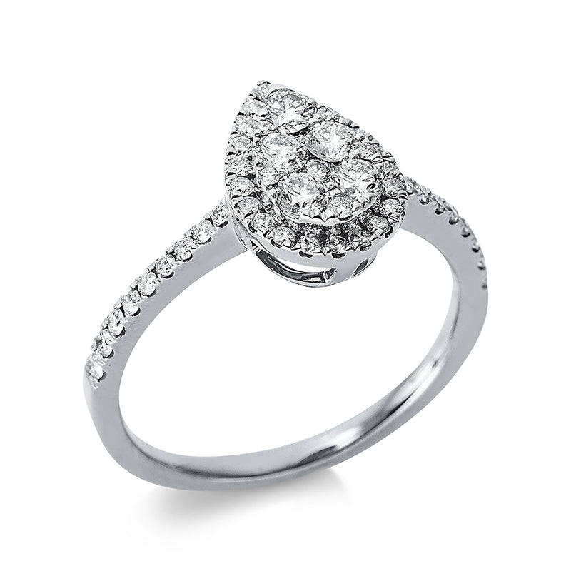 Ring 18 kt WG, 5 Brill. 0,06 ct, TW-si, 5 Brill. 0,31 ct, TW-si, 41 Brill. 0,24 ct, TW-si
