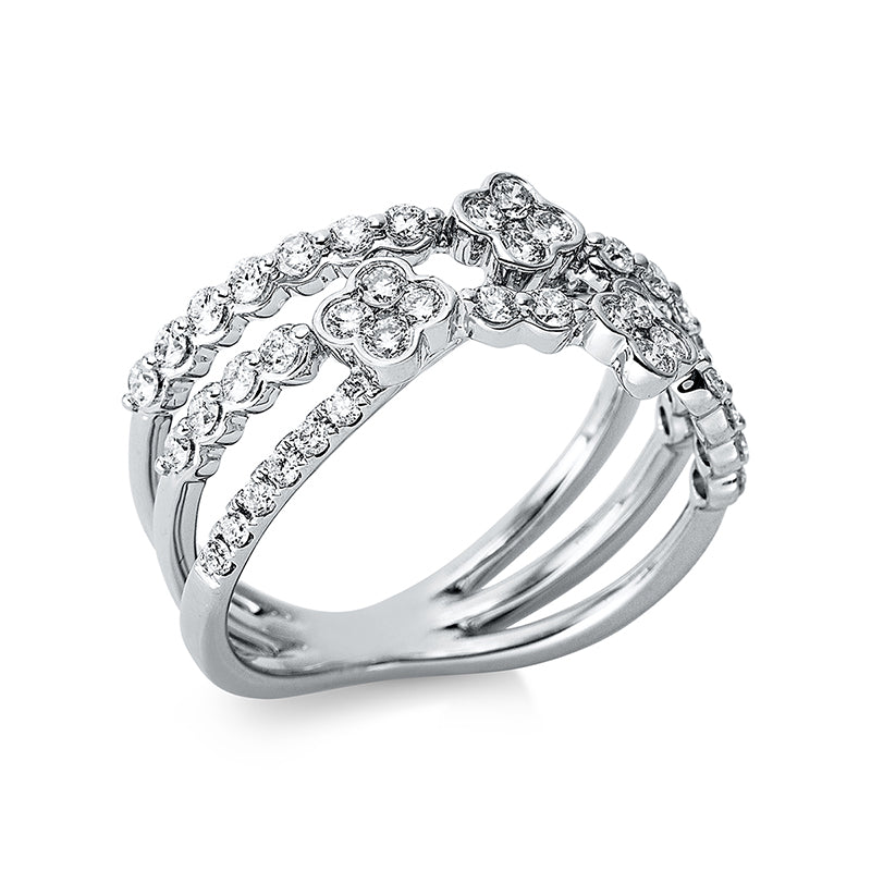 Ring 18 kt WG, 48 Brill. 0,77 ct, TW-si, 5 Brill. 0,03 ct, TW-si