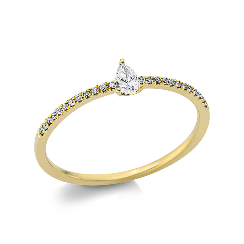 Ring 18 kt GG, 1 Tropfen 0,09 ct, TW-si, 24 Brill. 0,05 ct, TW-si