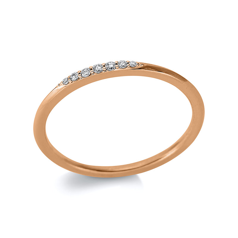 Ring 18 kt RG, Fassung rhodiniert, 7 Brill. 0,04 ct, TW-si