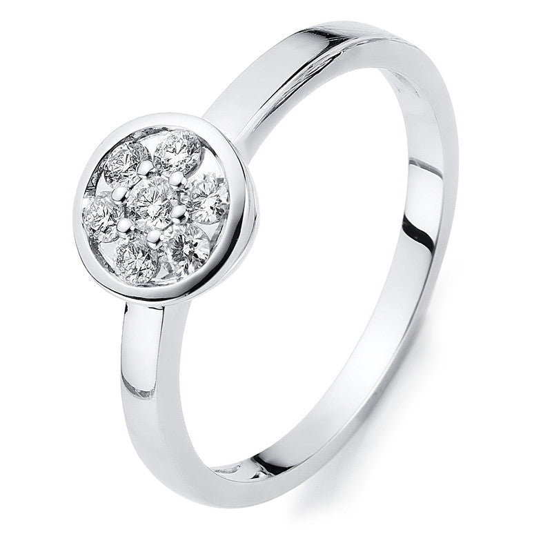 Ring 14 kt WG, 7 Brill. 0,15 ct, TW-si