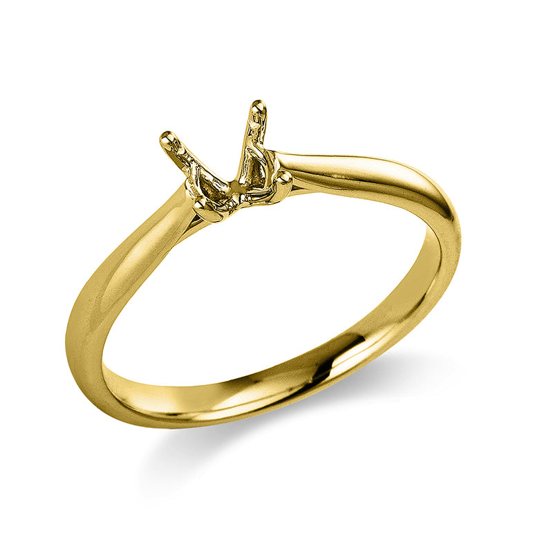 Ring 4er-Krappe 14 kt GG. Leerfassung für 1x Brill. 0.30 ct. Weite:55