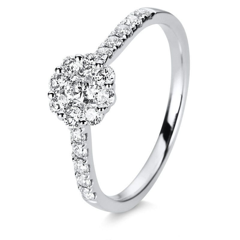 Ring 18 kt WG, 1 Brill. 0,18 ct, TW-si, 18 Brill. 0,40 ct, TW-si